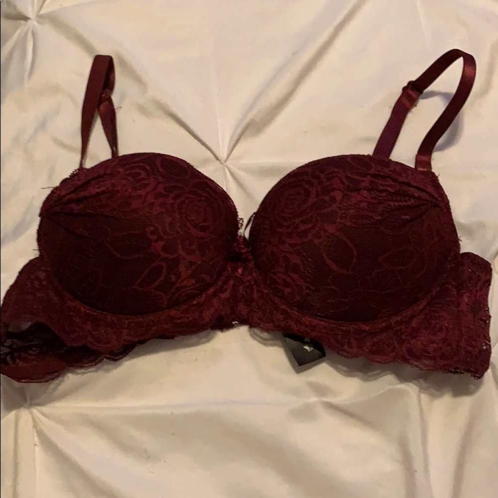 maroon push up bra